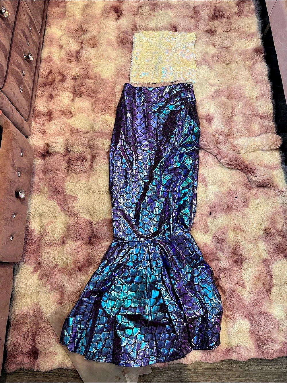 Women's Blue & Purple Mermaid Maxi Dress